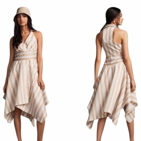 Anthropologie Dresses & Skirts - NWT! Maeve by Anthropologie Striped Handkerchief Wrap Shirt Midi Dress. Size 2.